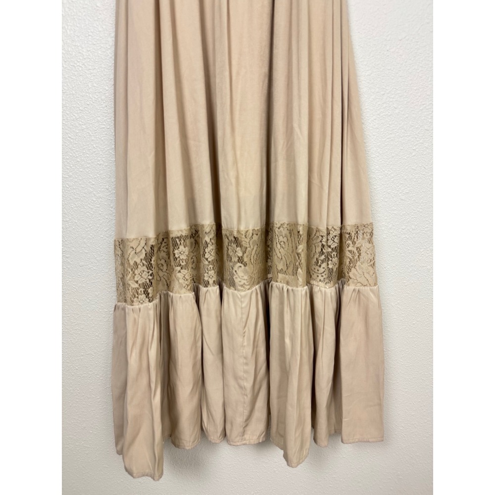 Mia Joy by Joyfolie Tan Cold Shoulder Lace Trim Maxi Dress Small - Picture 6 of 11